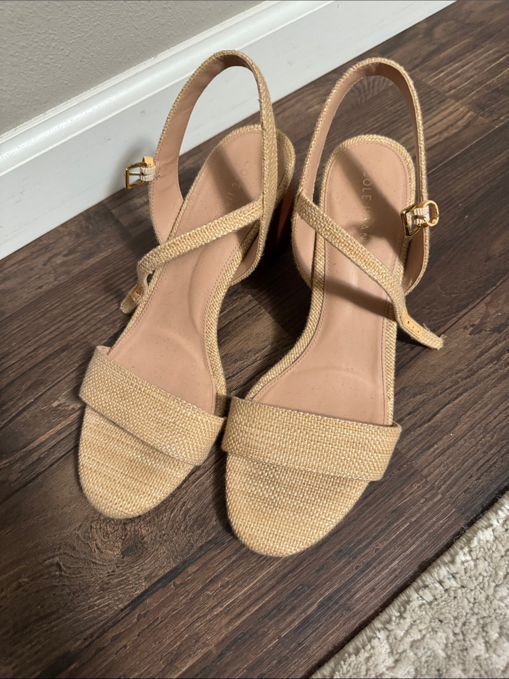 Cole Haan Tan Woven Slingback Sandals